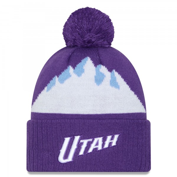 Шапка с помпоном Utah Jazz New Era 2024/25 City Edition Cuffed Knit - Purple