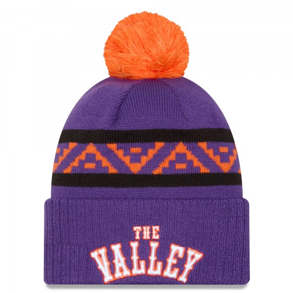Шапка с помпоном Phoenix Suns New Era 2024/25 City Edition Cuffed Knit - Purple