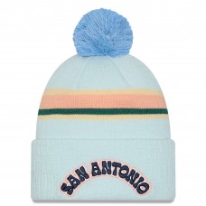 Шапка с помпоном San Antonio Spurs New Era 2024/25 City Edition Cuffed Knit - Light Blue