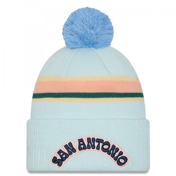 Шапка с помпоном San Antonio Spurs New Era 2024/25 City Edition Cuffed Knit - Light Blue