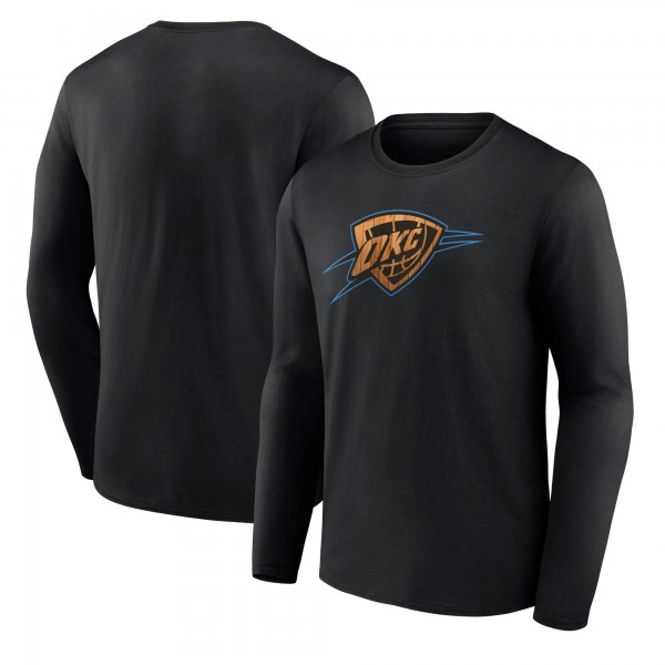 Футболка с длинным рукавом Oklahoma City Thunder Black Hardwood