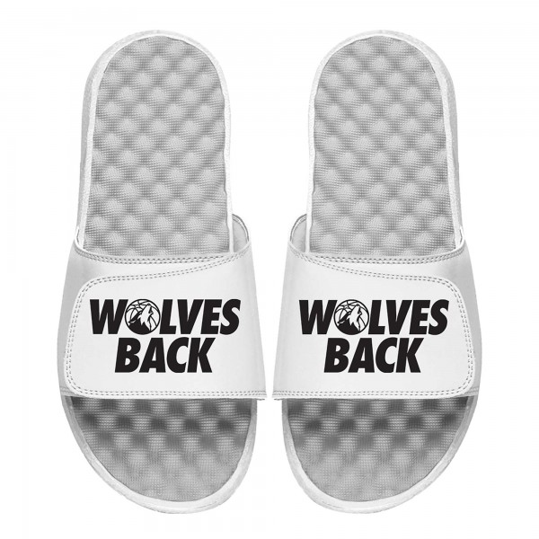 Шлепки Minnesota Timberwolves ISlide Youth Youth NBA 2024 Playoff Phrase - White