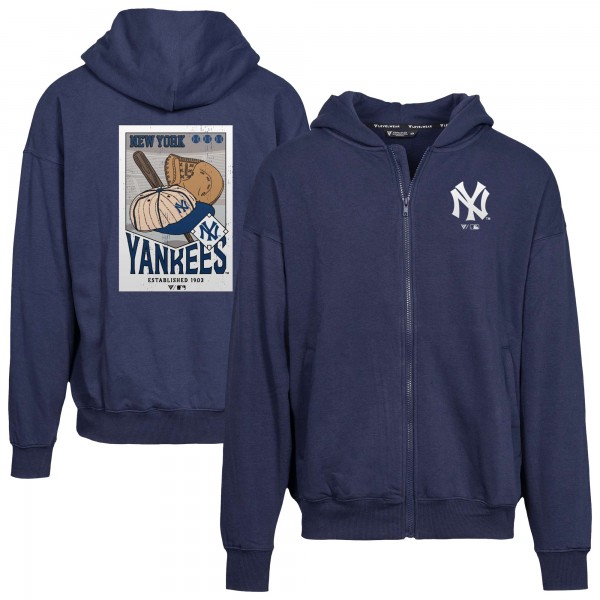 New York Yankees Levelwear Navy Uphill Cooperstown Collection Core Logo Full-Zip Hoodie