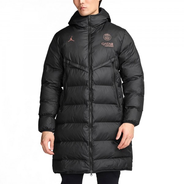 PSG Jordan Fleece Down Hooded Parka - Black