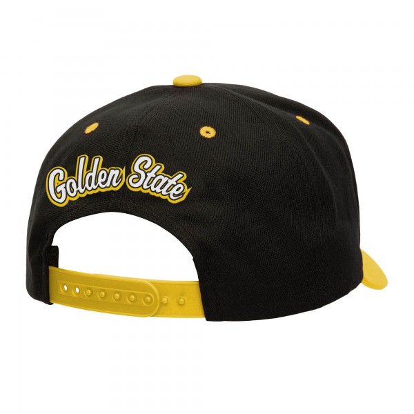 Бейсболка Golden State Warriors Mitchell & Ness Backside Script Two-Tone Pro Crown - Black/Gold