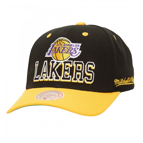 Бейсболка Los Angeles Lakers Mitchell & Ness Backside Script 2-Tone Pro Crown - Black/Gold