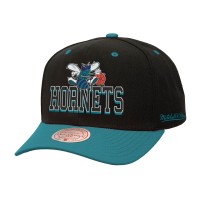 Бейсболка Charlotte Hornets Mitchell & Ness Black/Teal Backside Script Two-Tone Pro Crown
