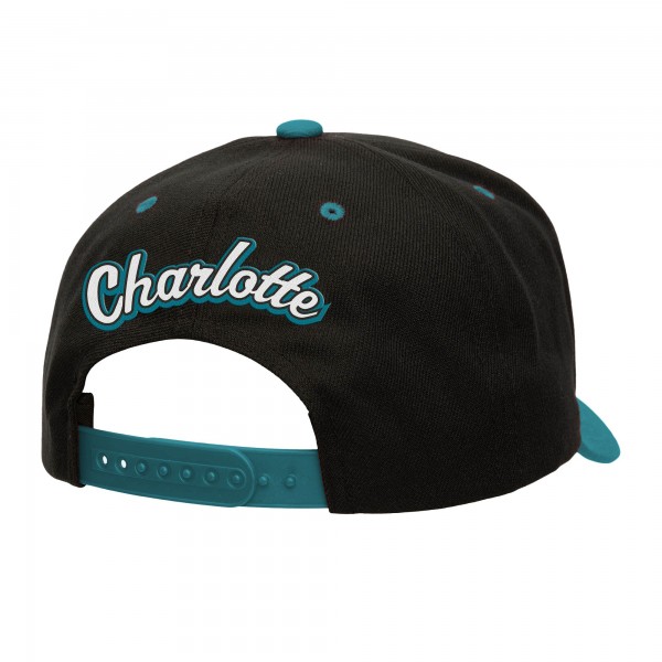 Бейсболка Charlotte Hornets Mitchell & Ness Black/Teal Backside Script Two-Tone Pro Crown
