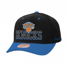 Бейсболка New York Knicks Mitchell & Ness Black/Blue Backside Script 2-Tone Pro Crown