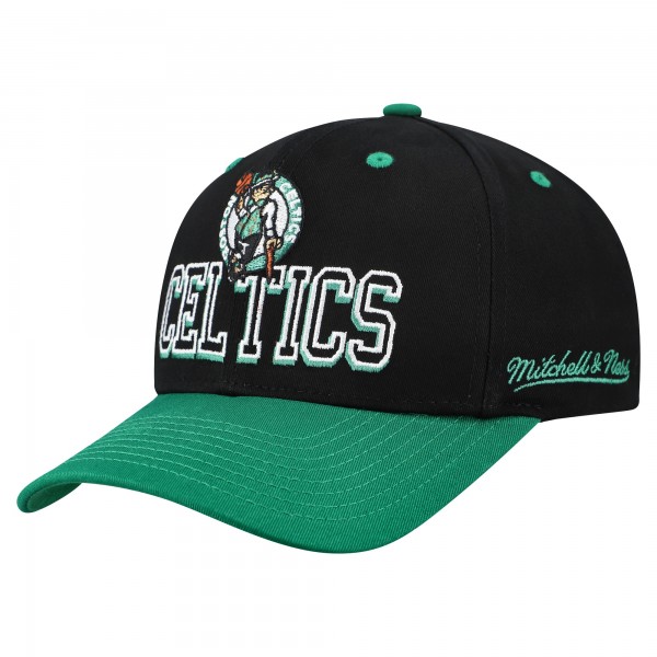 Бейсболка Boston Celtics Mitchell & Ness Black/Kelly Green Backside Script 2-Tone Pro Crown