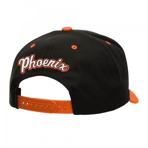 Бейсболка Phoenix Suns Mitchell & Ness Black/Orange Backside Script Two-Tone Pro Crown