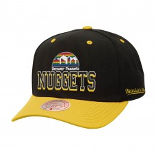 Бейсболка Denver Nuggets Mitchell & Ness Black/Gold Backside Script Two-Tone Pro Crown