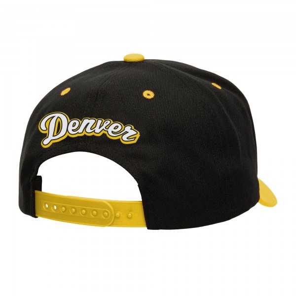 Бейсболка Denver Nuggets Mitchell & Ness Black/Gold Backside Script Two-Tone Pro Crown