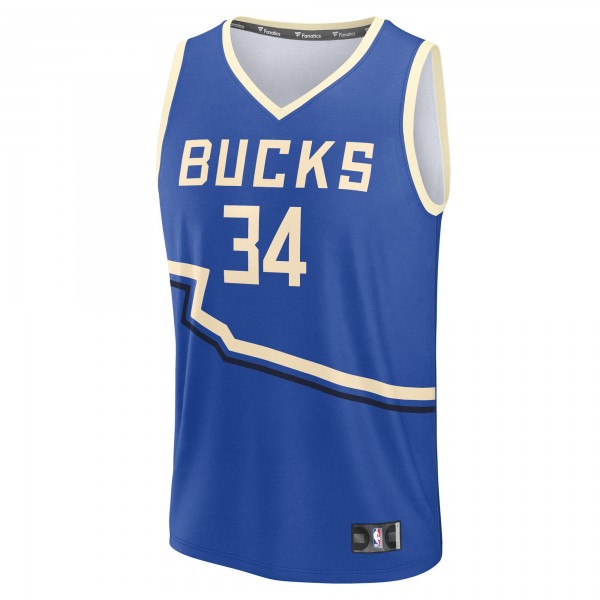 Игровая джерси Giannis Antetokounmpo Milwaukee Bucks 2024/25 Fast Break Player - City Edition - Royal