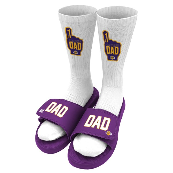 Носки и шлепки Los Angeles Lakers ISlide Unisex #1 Dad - Purple
