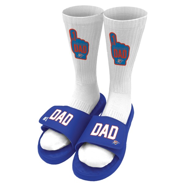 Unisex Oklahoma City Thunder ISlide Blue #1 Dad Socks & Slide Sandals Bundle