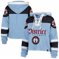 WoWashington Wizards 47 Light Blue 2024/25 City Edition Superior Cropped Lace-Up Pullover Hoodie