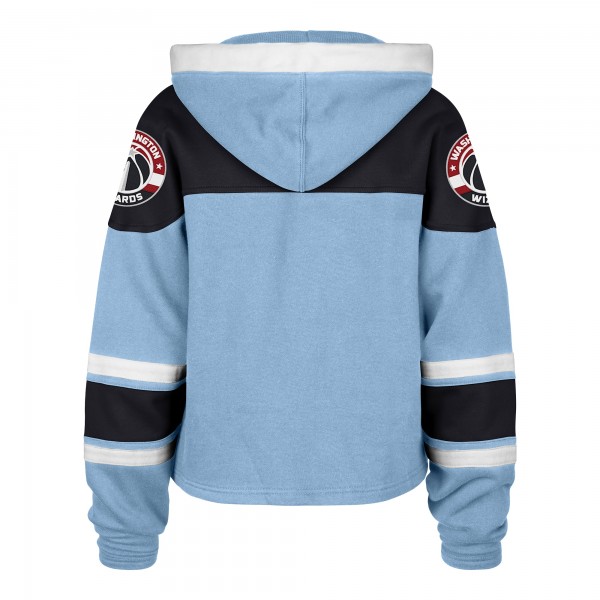 WoWashington Wizards 47 Light Blue 2024/25 City Edition Superior Cropped Lace-Up Pullover Hoodie