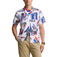 Рубашка с коротким рукавом  Team USA Ralph Lauren 2024 Summer Olympics Villagewear Allover Print - Blue