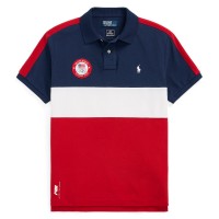 Поло Team USA Ralph Lauren 2024 Summer Olympics Villagewear Performance Mesh Color Block - Navy