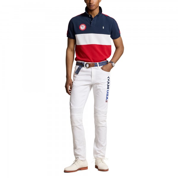 Поло Team USA Ralph Lauren 2024 Summer Olympics Villagewear Performance Mesh Color Block - Navy