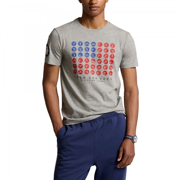 Поло Футболка Team USA Ralph Lauren 2024 Summer Olympics Villagewear Pictogram - Gray