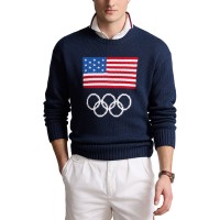 Поло Team USA Ralph Lauren 2024 Summer Olympics Villagewear Crewneck Sweater - Navy