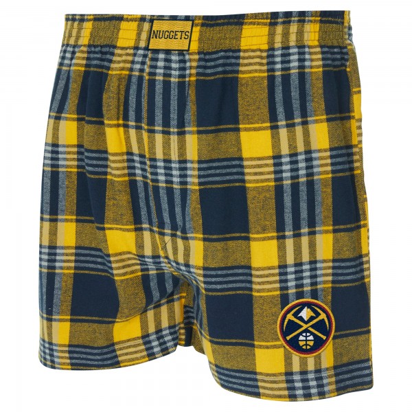Denver Nuggets Concepts Sport Navy Region Flannel Boxer Short