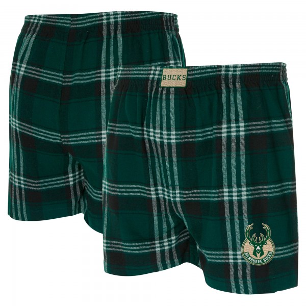 Milwaukee Bucks Concepts Sport Hunter Green Region Flannel Boxer Short