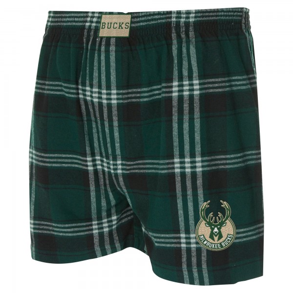 Milwaukee Bucks Concepts Sport Hunter Green Region Flannel Boxer Short