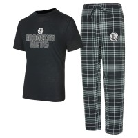 Футболка и штаны Brooklyn Nets Concepts Sport Vector Sleep Set - Black/Gray