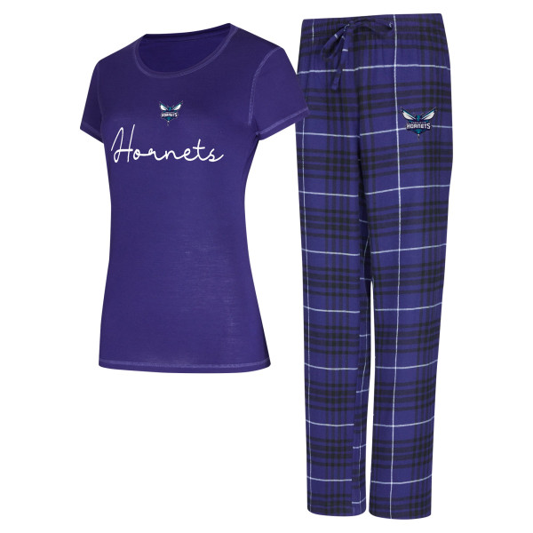 Женские штаны Charlotte Hornets Concepts Sport Purple/Black Vector Top & Flannel Sleep Set