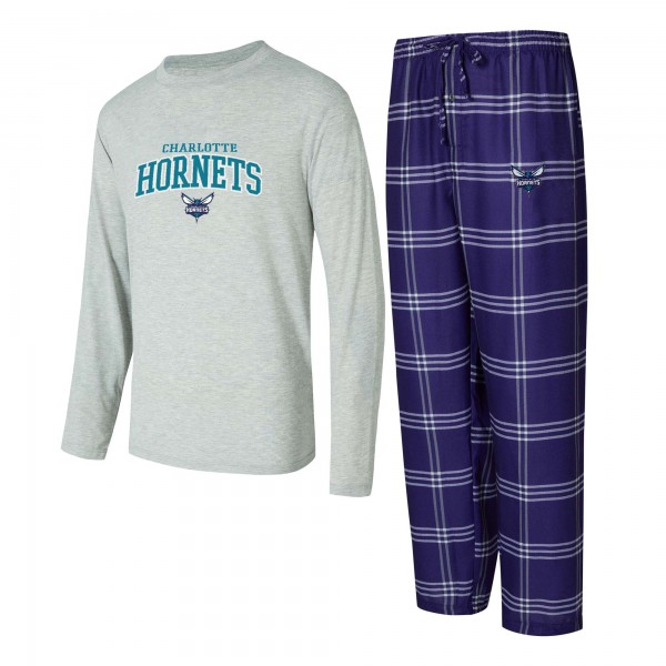 Футболка с длинным рукавом и штаны Charlotte Hornets Concepts Sport Purple/Gray Petition