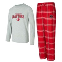 Toronto Raptors Concepts Sport Red/Gray Petition Long Sleeve Top and Plaid Pant Set