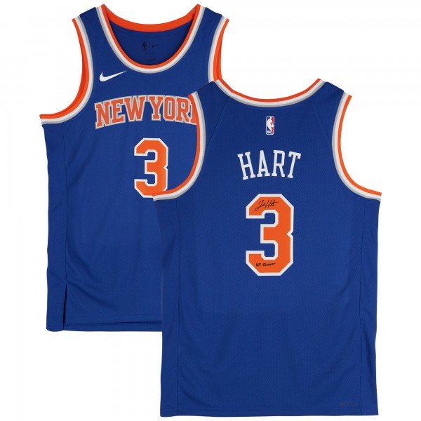 Josh Hart New York Knicks Autographed Fanatics Authentic Blue Nike 2022-23 Icon Edition Swingman Jersey with NY Forever Inscription