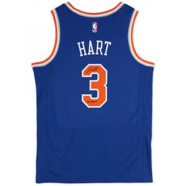 Josh Hart New York Knicks Autographed Fanatics Authentic Blue Nike 2022-23 Icon Edition Swingman Jersey with NY Forever Inscription
