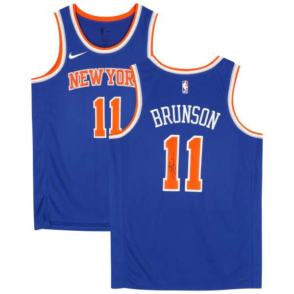 Jalen Brunson New York Knicks Autographed Fanatics Authentic Blue Nike Icon Edition Swingman Jersey