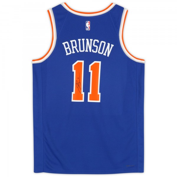 Jalen Brunson New York Knicks Autographed Fanatics Authentic Blue Nike Icon Edition Swingman Jersey