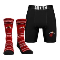 Miami Heat Rock Em Socks Primary Crew Socks & Boxer Briefs Combo Pack