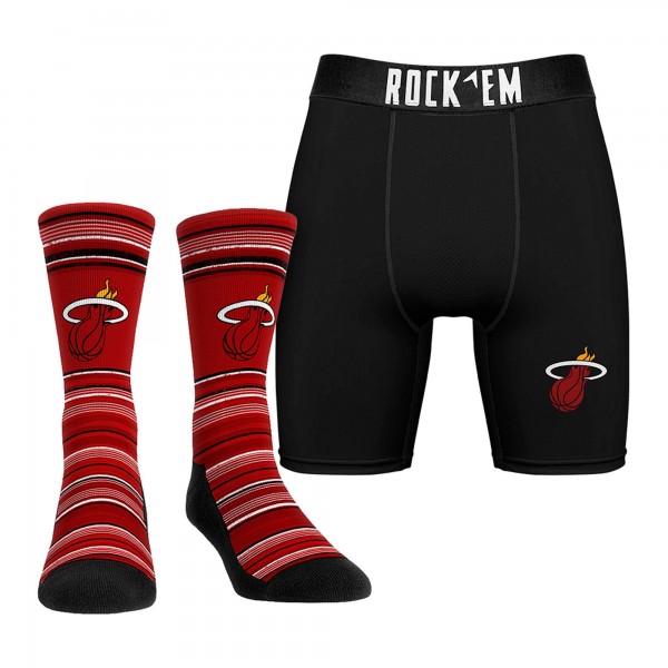 Miami Heat Rock Em Socks Primary Crew Socks & Boxer Briefs Combo Pack