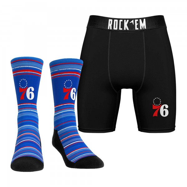 Philadelphia 76ers Rock Em Socks Primary Crew Socks & Boxer Briefs Combo Pack