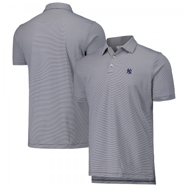 New York Yankees Peter Millar Navy Jubilee Stripe Stretch Jersey Polo