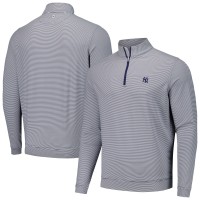 New York Yankees Peter Millar Navy Perth Sugar Stripe Performance Quarter-Zip Top