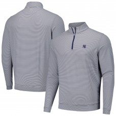 New York Yankees Peter Millar Navy Perth Sugar Stripe Performance Quarter-Zip Top
