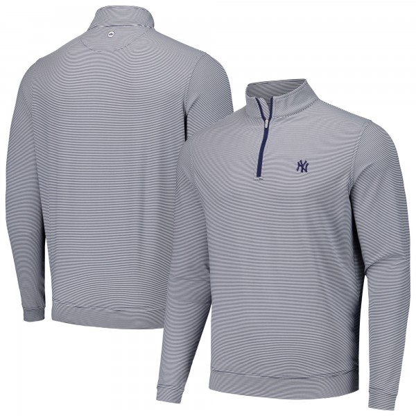 New York Yankees Peter Millar Navy Perth Sugar Stripe Performance Quarter-Zip Top