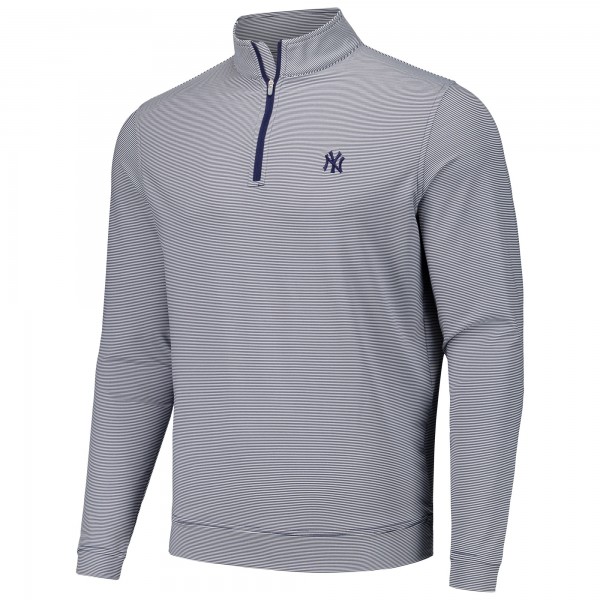 New York Yankees Peter Millar Navy Perth Sugar Stripe Performance Quarter-Zip Top