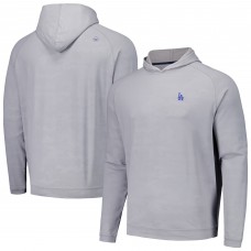 Los Angeles Dodgers Peter Millar Gray Pine Logo Camo Performance Raglan Pullover Hoodie