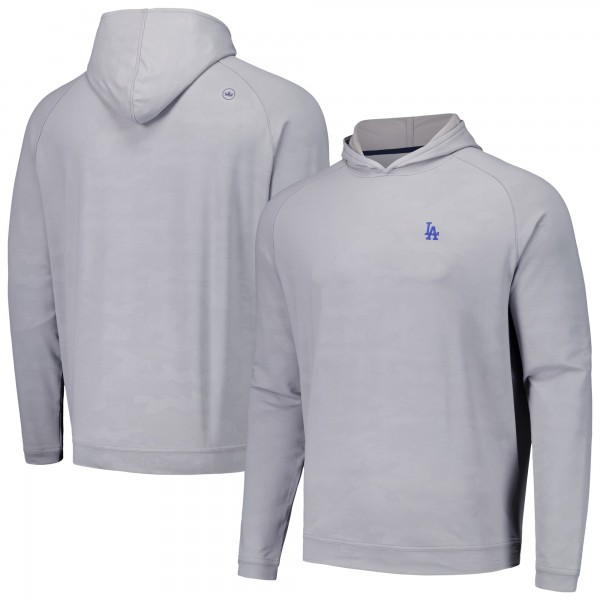 Los Angeles Dodgers Peter Millar Gray Pine Logo Camo Performance Raglan Pullover Hoodie