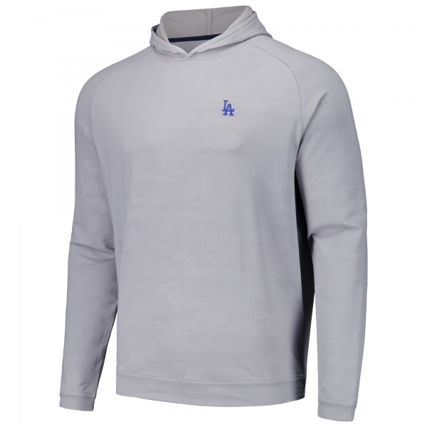 Los Angeles Dodgers Peter Millar Gray Pine Logo Camo Performance Raglan Pullover Hoodie