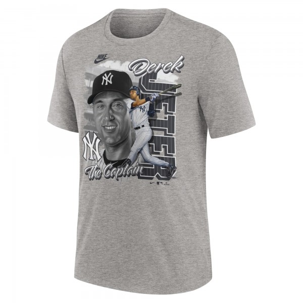 New York Yankees Derek Jeter Nike Heather Gray Cooperstown Collection Player Local T-Shirt